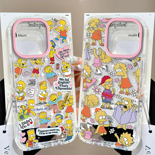Cartoon cute simpsons Phone Case For iPhone 16e 15 14 13 12 11 Mini Pro Max X XR XSMax 7 8 Plus Transparent Soft TPU Back Cover